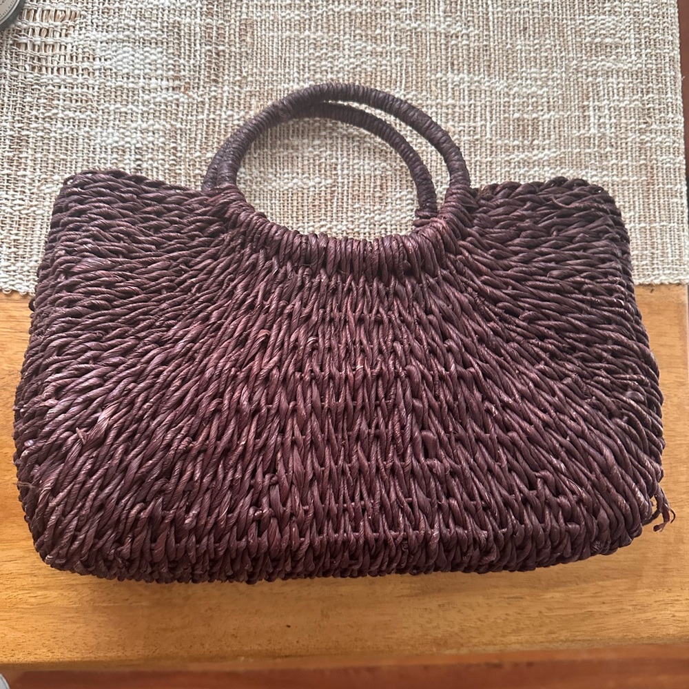 Vintage Dark Brown Wicker Purse